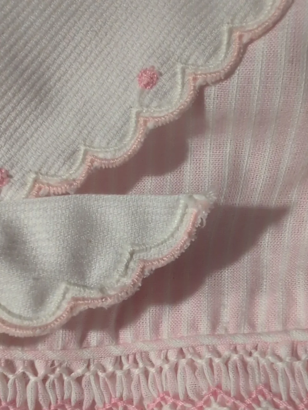 Vintage Carter's 3pc Pink‎ Seersucker Dress Bonnet Set Nautical Smocked